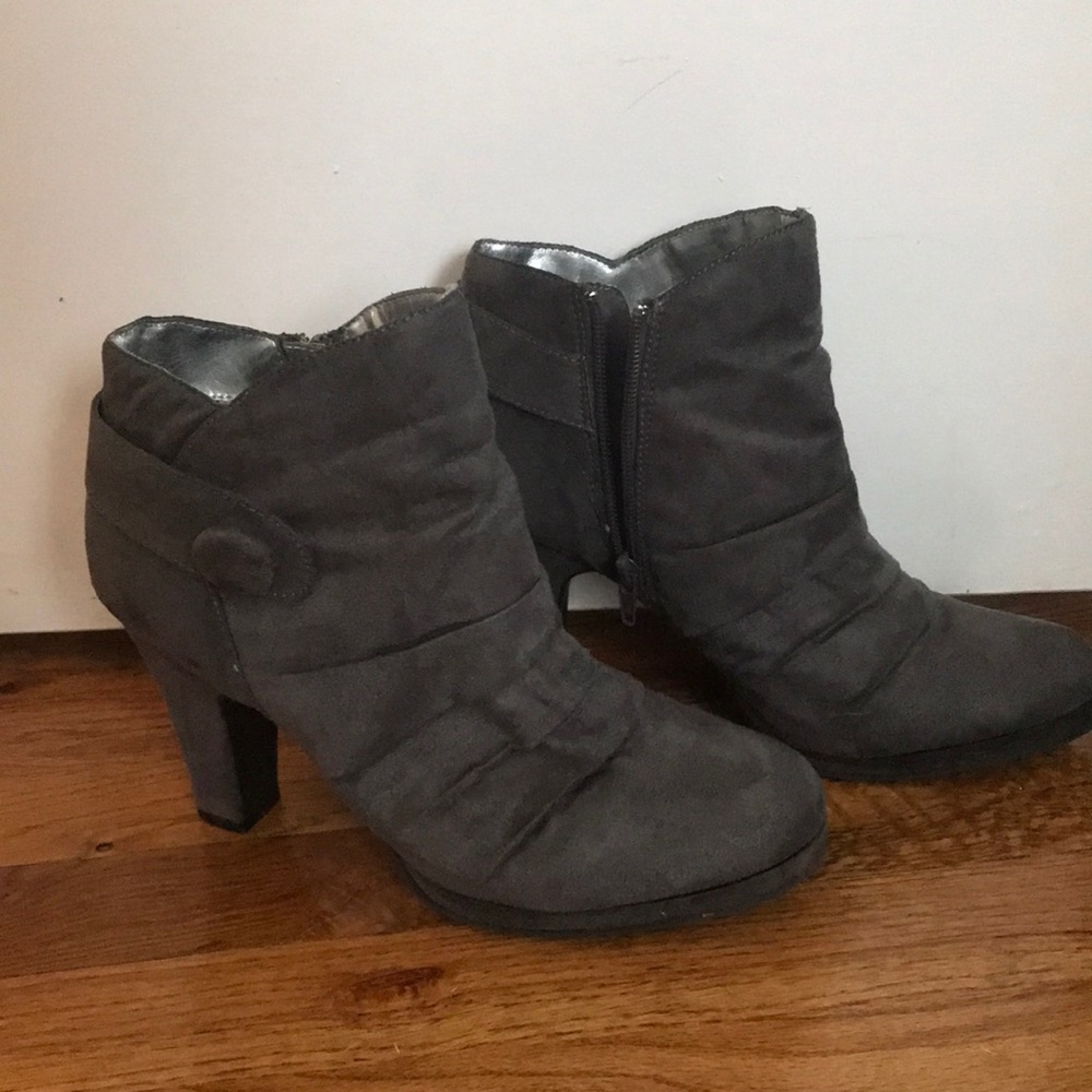 Gray suede booties